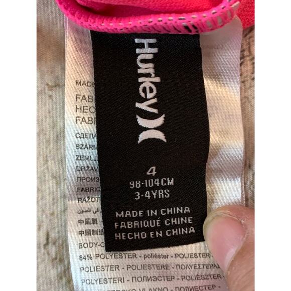 HURLEY Girl’s Tropical One Piece Racerback Swimsuit / Size: 4 - Picture 3 of 4